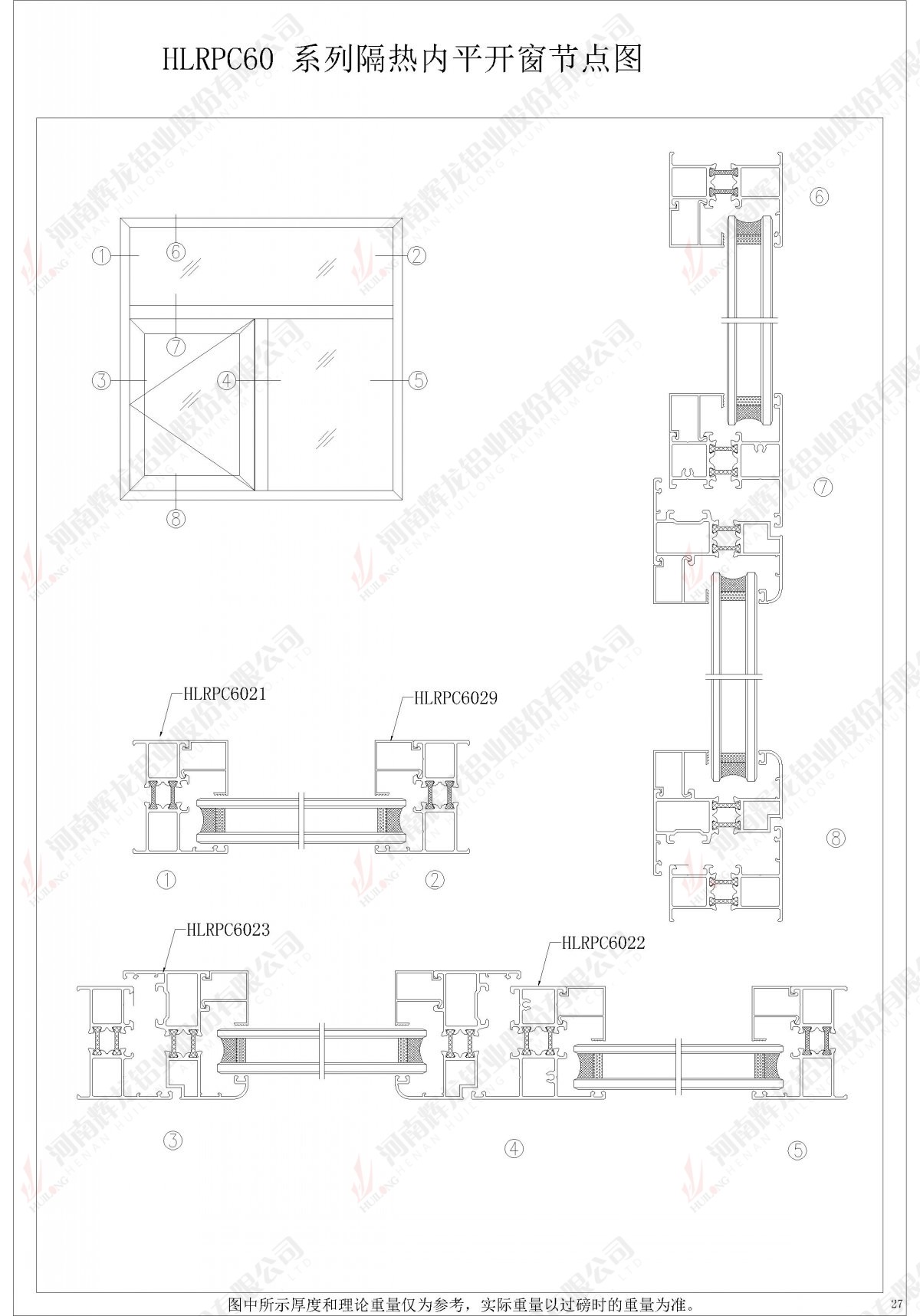 HLRPC60系列隔热内开平窗节点图