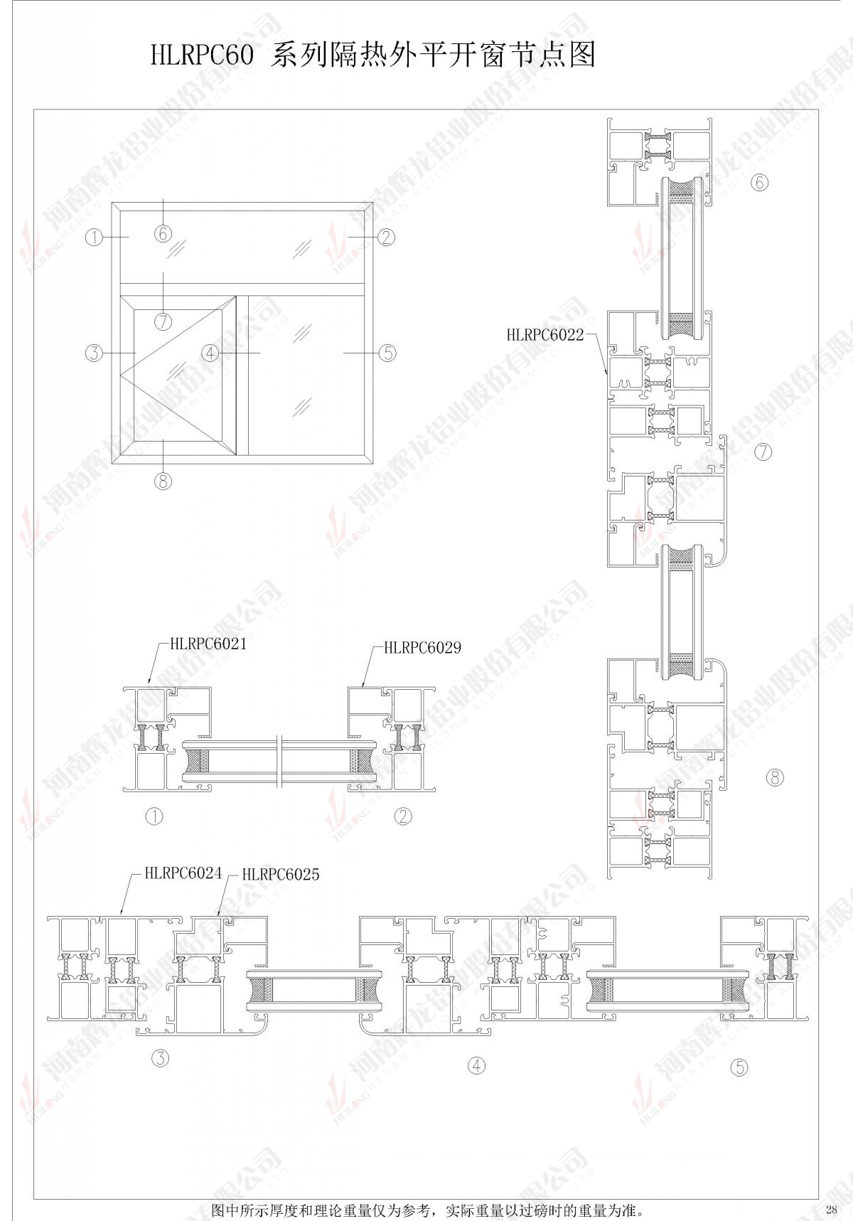 HLRPC60系列隔热外开平窗节点图